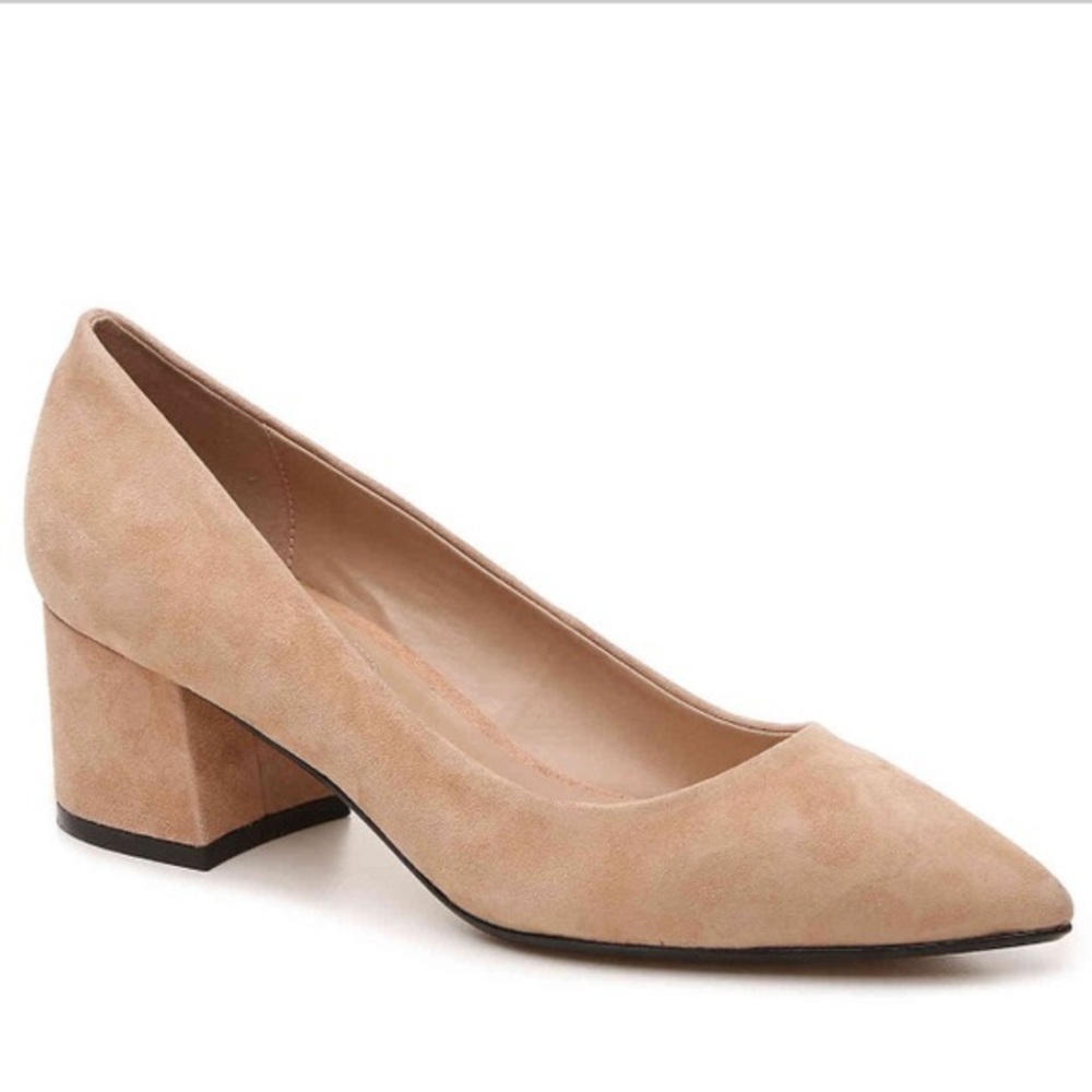 Aldo. Suede Block Heel Pointy Toe Pumps